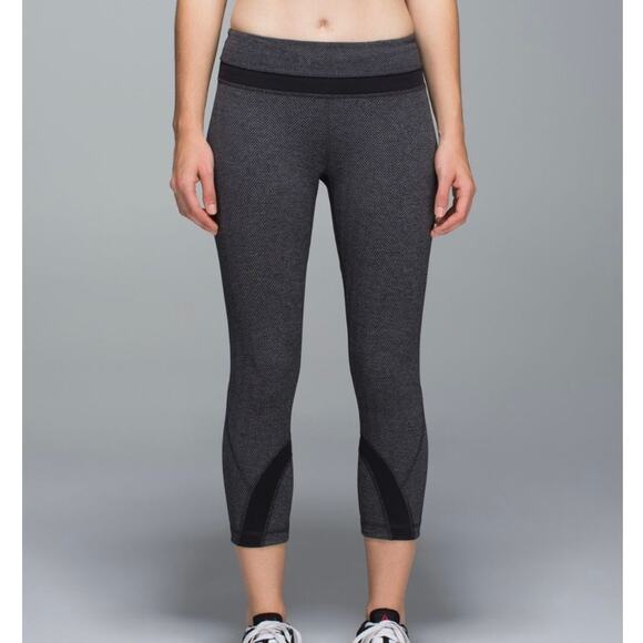 Lululemon Gray Run Inspire Crop Leggings Size 4 - Picture 2 of 11